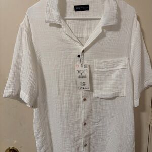 Zara Men's Casual White Button Down Shirt